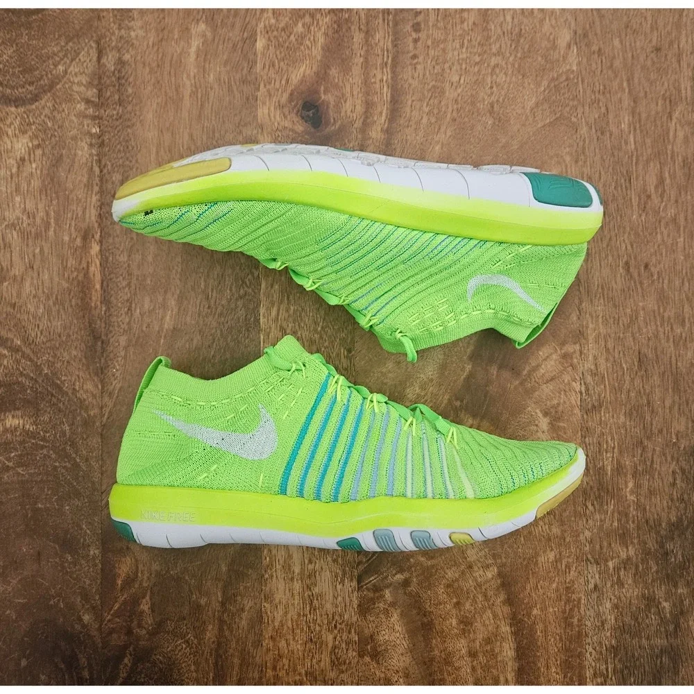 Nike Free Transform Flyknit Running Shoes Women's 6 Lime Green Training